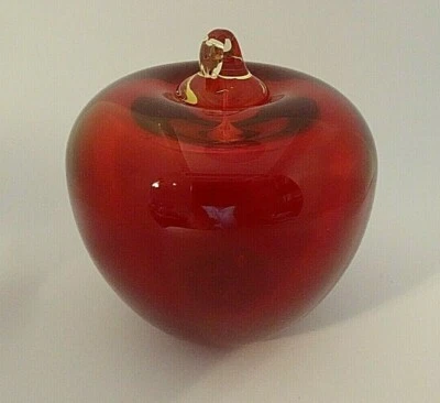 Estatuilla pisapapeles manzana roja vidrio pairpoint vintage tallo amarillo Foto 1 de 4