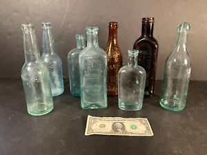 Lot Of 8 Antique Glass Bottles BARN FIND - Picture 1 of 16