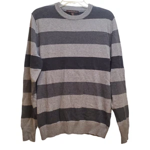 Chatham Road Men`s Pullover Sweater Black Gray Stripe Long Sleeve Size S - Picture 1 of 5