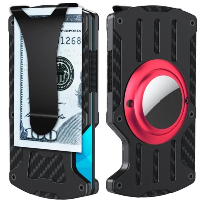 For AirTag Wallet Men Slim RFID Blocking Minimalist Metal Holder with Money Clip - Image 1 of 4