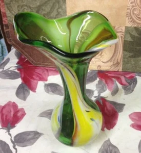 Hermoso jarrón vintage de vidrio multicolor - Imagen 1 de 2