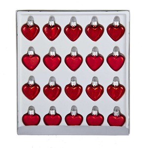 Petite Treasures Red Heart Glass Ornaments 20 Piece Set C1947