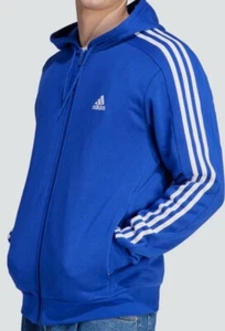 NEU XL Herren Adidas Essentials Three Stripes Hoodie Semi Lucid Blau - Bild 1 von 4