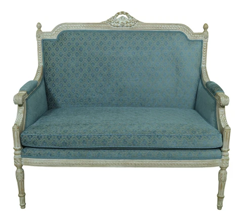 L33253E: Carved & Upholstered Settee French Louis XVI Style Cover