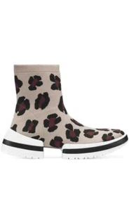 Stuart Weitzman Tan Brown & Black Leopard Sock Bootie Sneaker SZ 6 - Picture 1 of 7