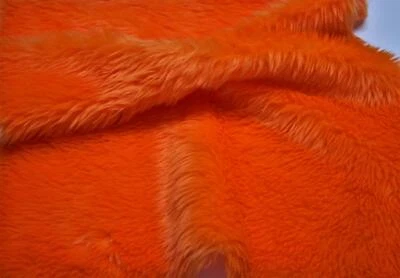 Plain Fun Faux Fur Fabric Material - BRIGHT ORANGE  - Image 1 of 3