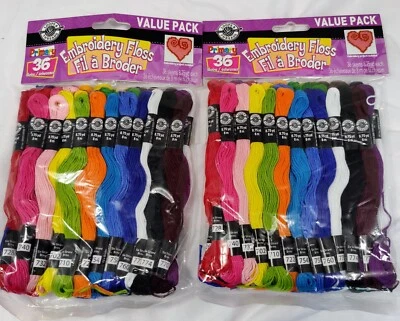 LOT OF 2 NIP LOOPS & THREADS EMBROIDERY FLOSS 8.75 YARDS 36 SKEINS PRIMARY - Image 1 of 3