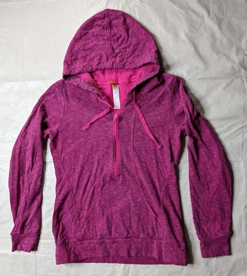 Moletom Lucy com capuz feminino pequeno rosa 1/2 zíper bolsos de corrida furos para o polegar - Imagem 1 de 4