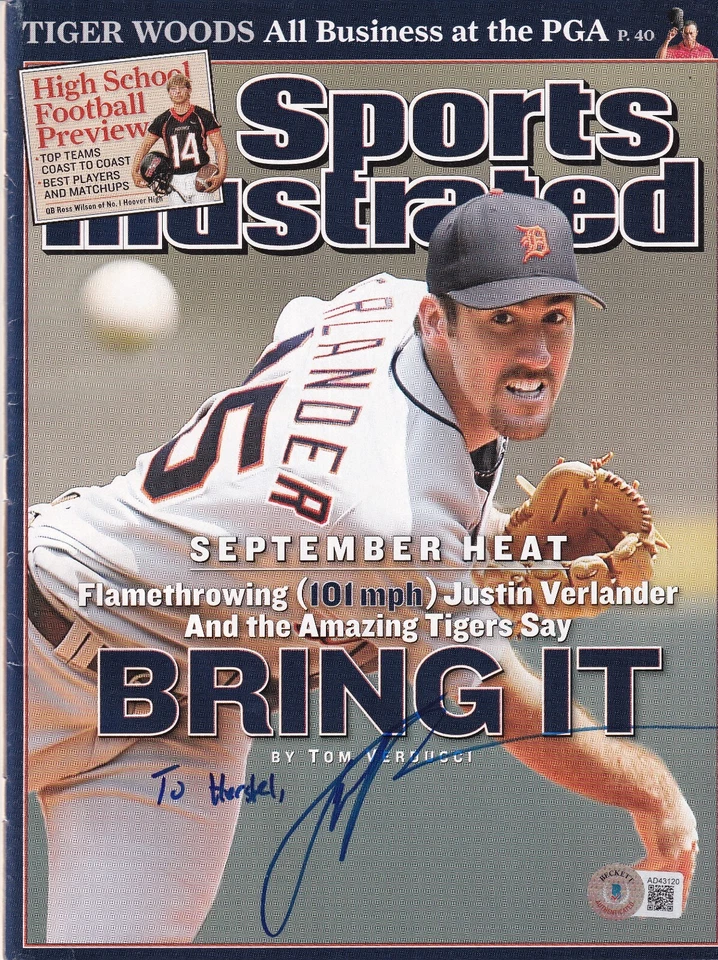 JUSTIN VERLANDER signed (TIGERS) PERSONALZIED Sports Illustrated magazine BAS - Image 1 of 1
