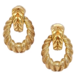Christian Dior Gold Hoop Earrings Clip-On 176215 - Picture 1 of 4