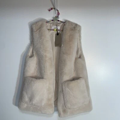 Girls Zara Faux Fur Cream Layering Trendy Warm Vest With Pockets SZ 11/12 NWT - Image 1 of 4