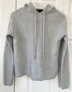 THEORY Gray Hoodie 100% Cashmere Pullover Sweater Sz P - Picture 1 of 8