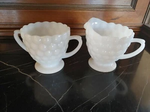 Set panna e zucchero vetro latte con ancoraggio vintage da collezione motivo bolla - Foto 1 di 6