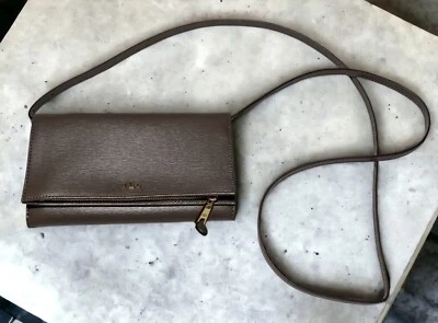 Ralph Lauren Newbury Saffiano Brown Leather Kaelyn Mini Crossbody Bag Wallet - Image 1 of 4