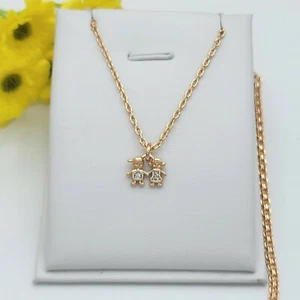 18K Gold Plated Kids Charms Family Necklace w Chain Boys n Girls Oro Laminado - Picture 1 of 8
