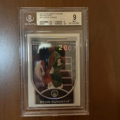 Kevin Durant RC Rookie 2007 Bowman Chrome Refractor  / #111 BGS 9 - Image 1 of 2