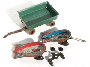 Vintage Tin Litho Wyandotte Flash Gordon Strat-O-Wagon Wagon Toy Lot - Picture 1 of 13