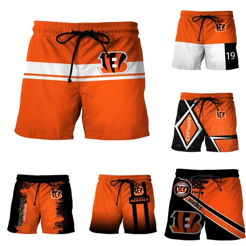Cincinnati Bengals Mens Athletic Board Shorts Pockets Shorts Loose Swim Trunks Cover