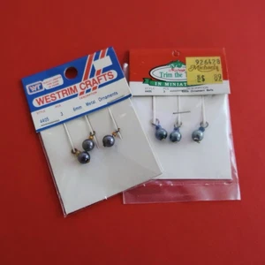 Vintage Westrim Perlen Mini Christbaumschmuck Puppenhaus - blaue Kugeln - Bild 1 von 4