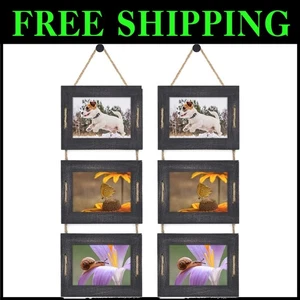 Decorative Pack of 2 Wooden 5x7 Photo Frames - Elegant Rustic Styling - Picture 1 of 9