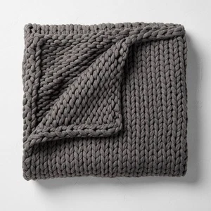50"x70" Oversized Solid Bed Throw Dark Gray - Casaluna - Picture 1 of 4
