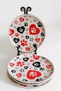 4 Temptations Pawfetti 8" Beilagenteller Hundepfotenabdruck - Bild 1 von 3