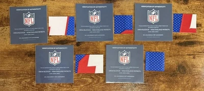 Lote de 5 Muestras de Parches de Jersey Usados en Juego Drew Bledsoe Patriots NFL Foto 1 de 3