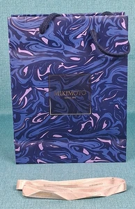 Mikimoto blue & Purple Gift/Shopping Bag w/ Ribbons 9.5" x 7.5" x 3" - Picture 1 of 12