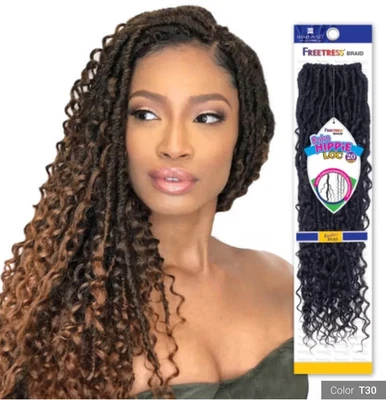 3X Boho Hippie LOC 20 Inch Freetress Synthetic Braiding Hair Set of 3 All Black - Image 1 of 4