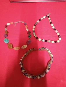 Lote de 3 collares vintage de cristal boho - Imagen 1 de 7