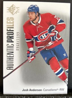 2021-22 SP Hockey JOSH ANDERSON /1199 Authentic Profiles AP-6 Montreal Canadiens - Image 1 of 4