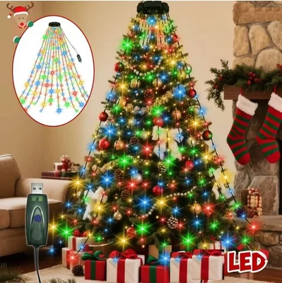 Christmas Tree Waterfall Lights LED For Garden Terrace Home Christmas Decoration - Image 1 of 4