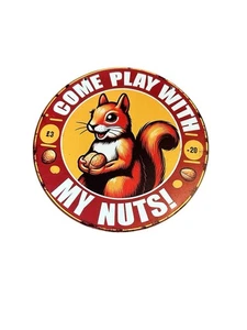 NEW round metal sign home novelty squirrel nuts - Picture 1 of 2