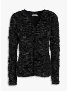 Simkhai Haydon Crystal Embellished Ruched Jersey Top Black Size S BNWT - Picture 1 of 14
