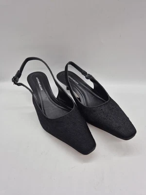 Antonio Melani Women Heels Size 6.5 Pump Black Leather Bovine Hair Slingback 382 - Image 1 of 4