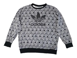 Adidas Originals Sweatshirt Youth Girls XL 14-15 Black Zebra Print Velour - Picture 1 of 7