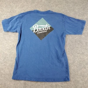 Brixton Shirt Mens Medium Blue Crew Neck Short Sleeve Graphic Stretch Pullover - Picture 1 of 16