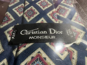 Dior Men's Tie Blue With Rhombus Multicoloured Silk Pure - Picture 1 of 8