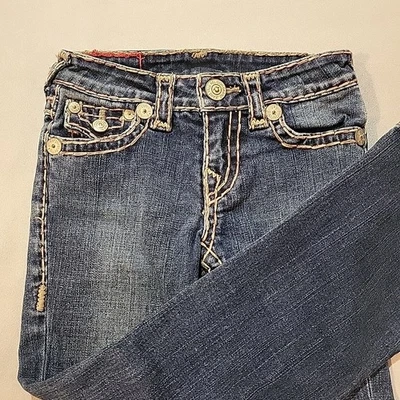 True Religion Girls Jeans Size 6 Red/White Stitch Five Pocket Stretch  - Image 1 of 4
