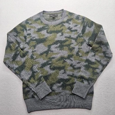 Banana Republic Men's Size Small Gray Green Camo Crew Neck Sweater - Image 1 of 4