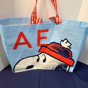 Borsa tote American Eagle Snoopy XL nylon vintage rosso blu cuore segno pace 19x16 - Foto 1 di 5