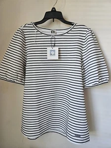 Blusa mujer anne klein color beige con rayas color negro talla M - Imagen 1 de 2