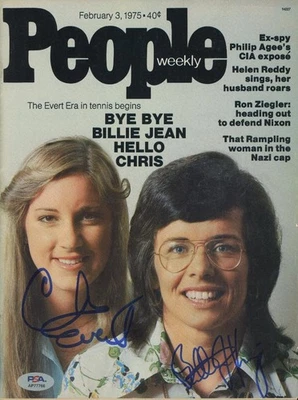 CHRIS EVERT and BILLIE JOE KING dual-signed People magazine - autographs PSA/DNA - Image 1 of 2