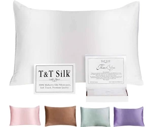 100% Silk Pillowcases, 25 Momme Mulberry Silk Pillowcase, Silk Pillowcase for... - Picture 1 of 9