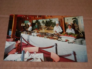 FORT LAUDERDALE FLORIDA - 1960'S ERA POSTCARD - THE ESCAPE HOTEL - DINNER BUFFET - Picture 1 of 2