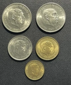 Spain Mixed Years & Denominations Coins: Lot of  5 - Picture 1 of 2