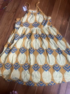 NWT Tea Collection Pineapple In Gold Trapeze Dress Girl's Size 12 - Picture 1 of 2