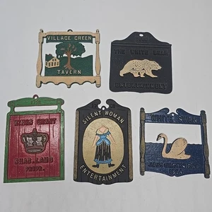 Vintage EMIG Cast Metal Wall Plaque Tavern Sign Replica Lot of 5 Bar Decor Set  - Picture 1 of 16