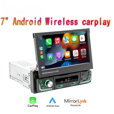 7 Inch HD Wireless Android Auto CarPlay 1Din Video Multimedia MP5 Player - Image 1 of 4