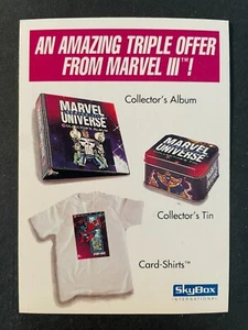 1992 Marvel Universe Series 3 Triple Offer Collector's Merchandise Promo Card NM - Bild 1 von 2